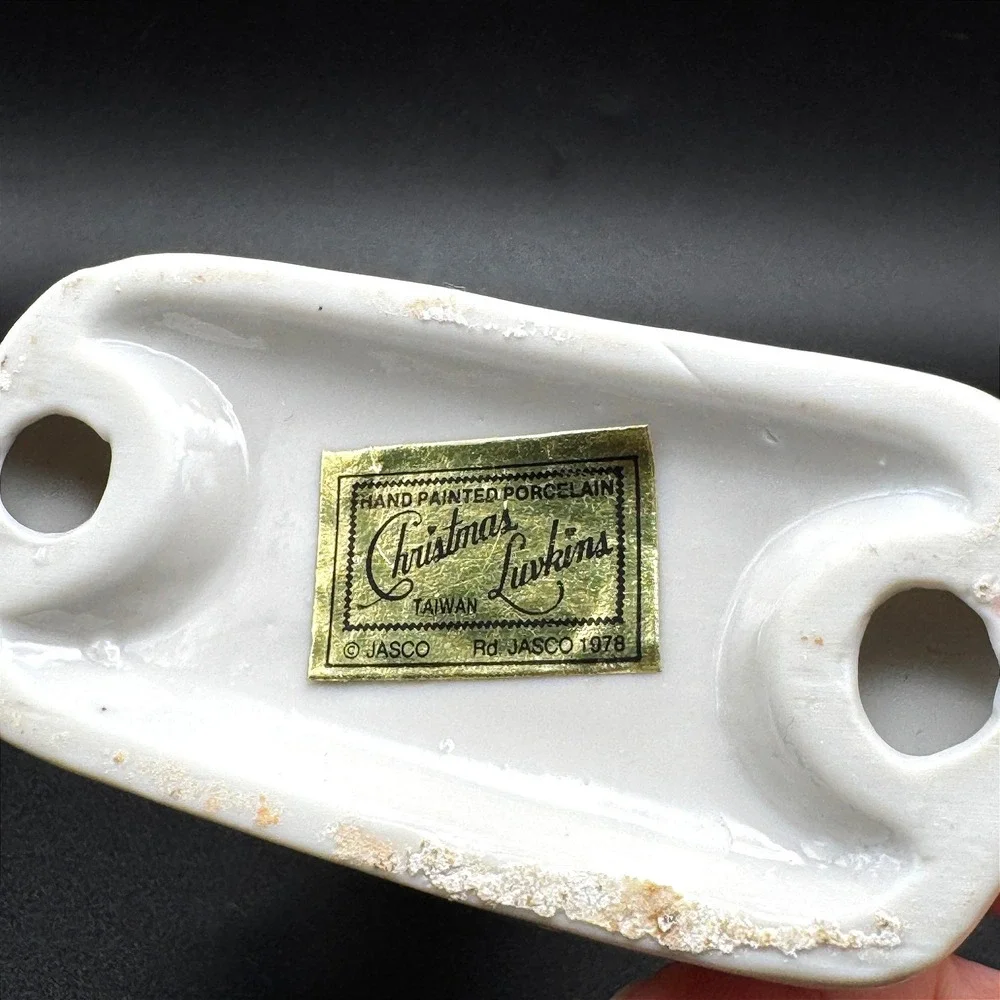Vintage 1978 JASCO Christmas Luvkins Angel Lamb Porcelain Votive Candle Holder